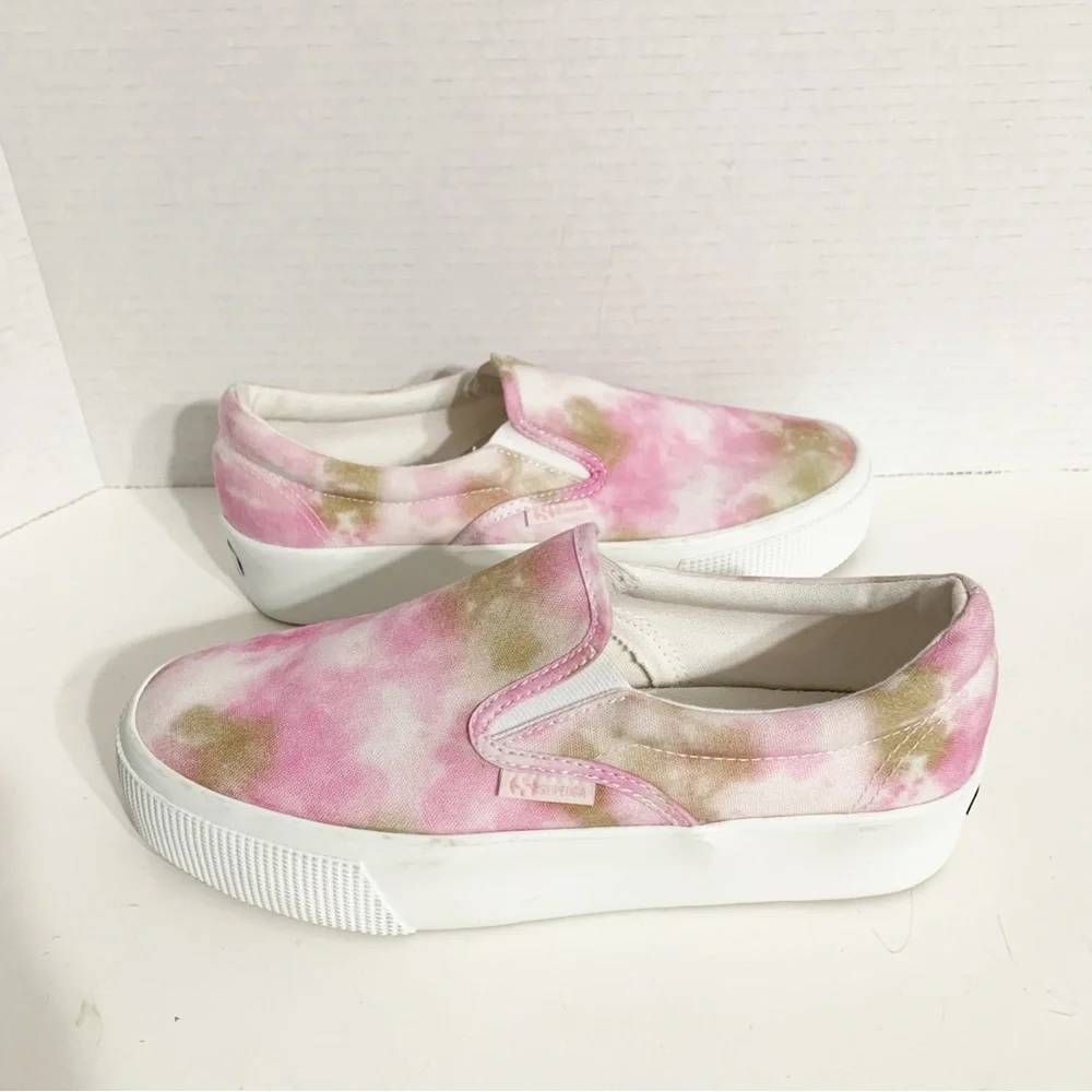 The Superga® 2306 Canvas Tie Dye Print Slip On Platform Sneakers Side Gussets 🩷